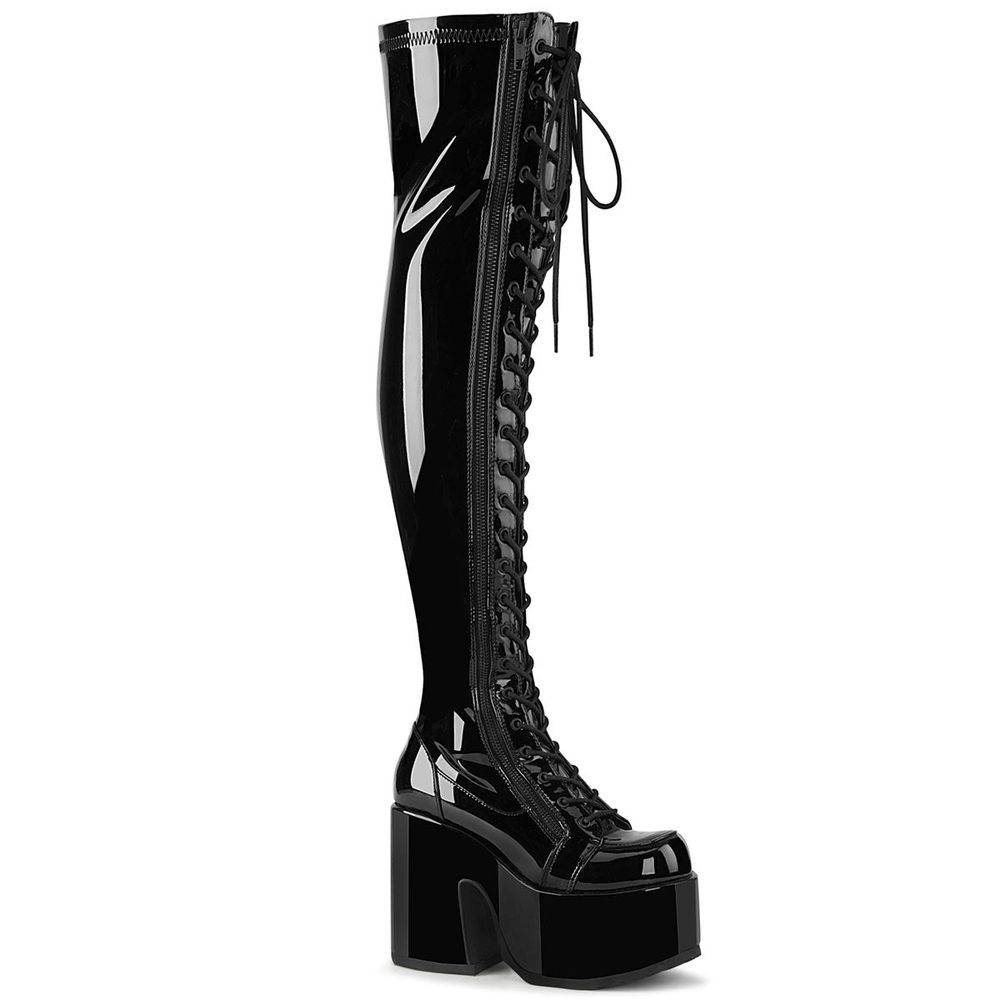 Black Platform Knee-High Boots